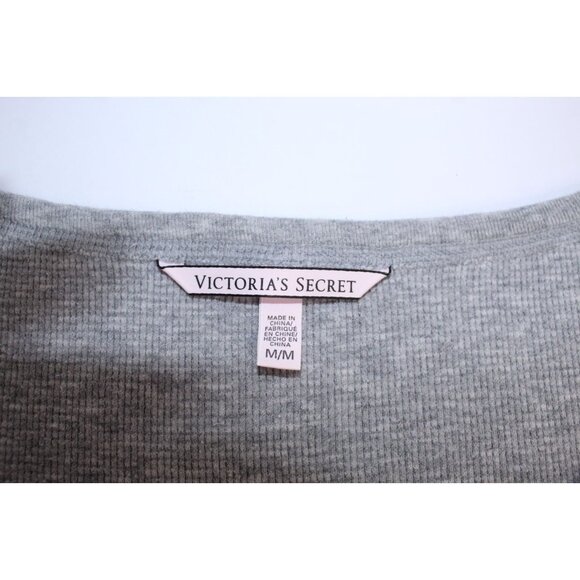 Victoria's Secret Henley Night Shirt Women's Size M Gray Knit 3/4 Sleeve Casual - Picture 5 of 9